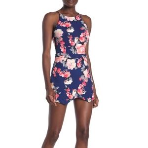 Love, Nickie Lew Floral Romper/Dress Sleeveless Navy S